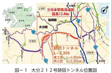 図1　大分２１２号跡田トンネル位置図
