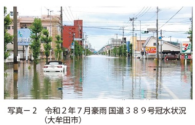 写真2　令和２年７月豪雨 国道３８９号冠水状況（大牟田市）