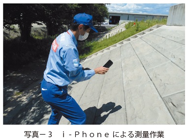 写真 3　i - Phone による測量作業　