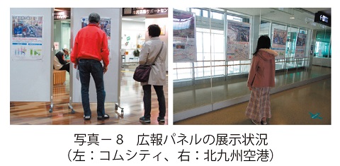 写真8　広報パネルの展示状況（左：コムシティ、右：北九州空港）