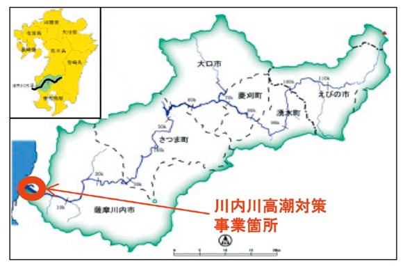 川内川高潮対策事業　位置図"