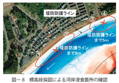 図8　標高段採図による河岸浸食箇所の確認