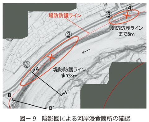 図9　陰影図による河岸浸食箇所の確認