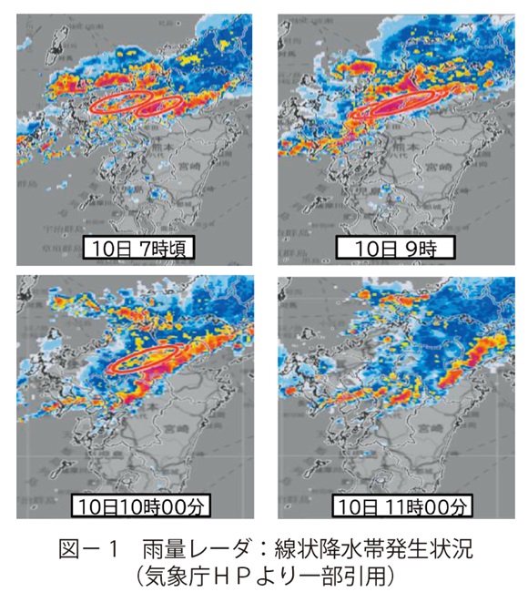 図1　雨量レーダ：線状降水帯発生状況（気象庁ＨＰより一部引用）