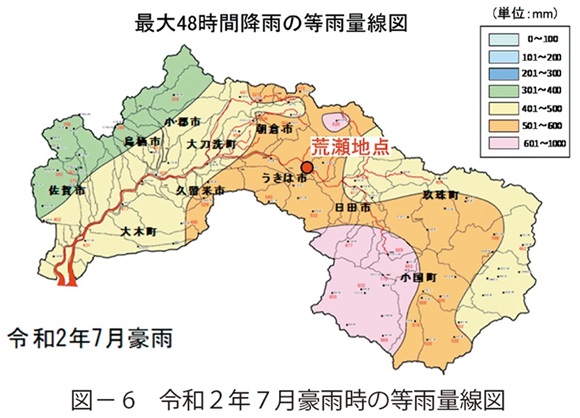 図6　令和２年７月豪雨時の等雨量線図