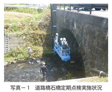 写真1　道路橋石橋定期点検実施状況