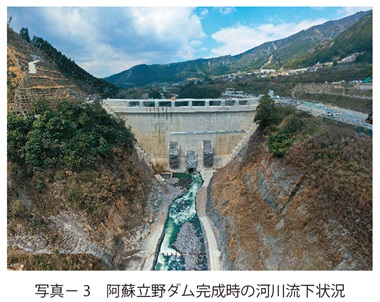 写真3　阿蘇立野ダム完成時の河川流下状況