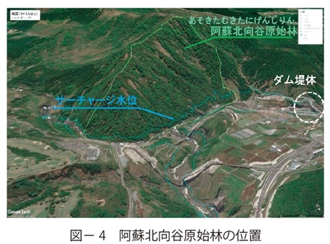 図4　阿蘇北向谷原始林の位置