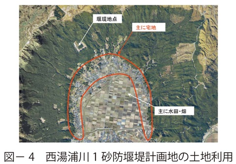 図4　西湯浦川1砂防堰堤計画地の土地利用