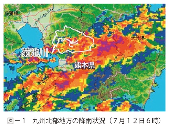 図1　九州北部地方の降雨状況（７月１２日６時）