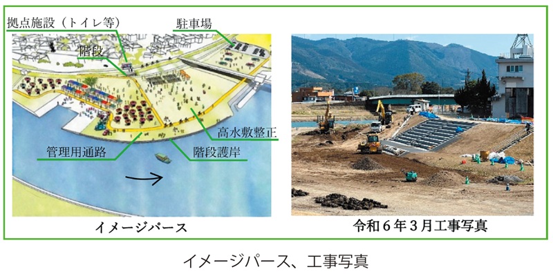 京町温泉地区のかわまち整備事業イメージパース、工事写真08-02