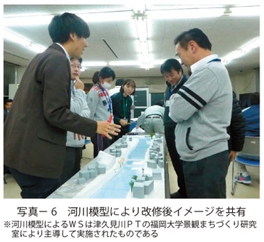 写真6　河川模型により改修後イメージを共有