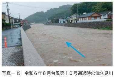 写真15　令和６年８月台風第１０号通過時の津久見川