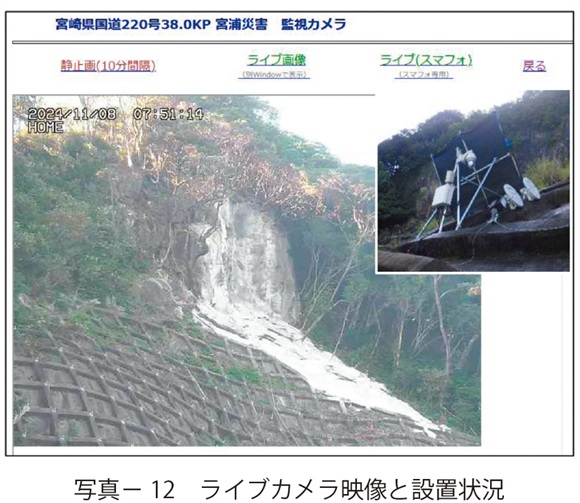 写真12　ライブカメラ映像と設置状況