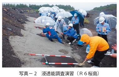 写真2　浸透能調査演習（Ｒ６桜島）
