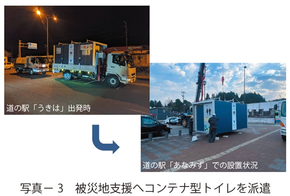 写真3　被災地支援へコンテナ型トイレを派遣