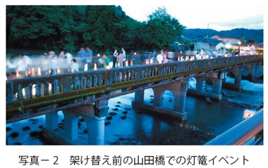 写真2　架け替え前の山田橋での灯篭イベント