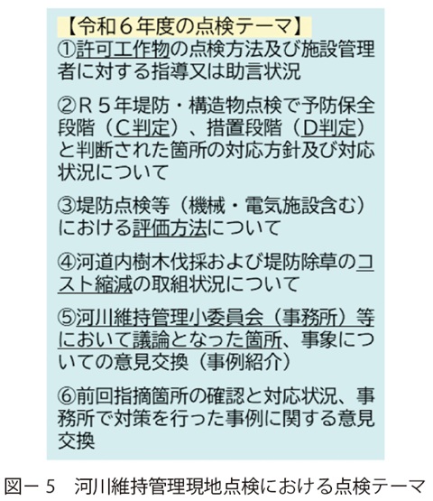 図5 河川維持管理現地点検における点検テーマ