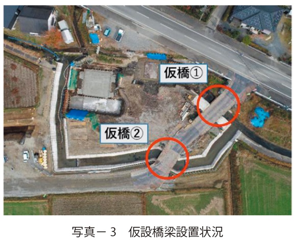 写真3 仮設橋梁設置状況