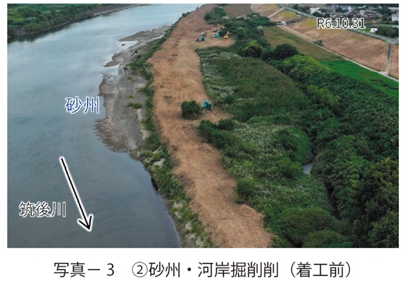 写真3　②砂州・河岸掘削削（着工前）