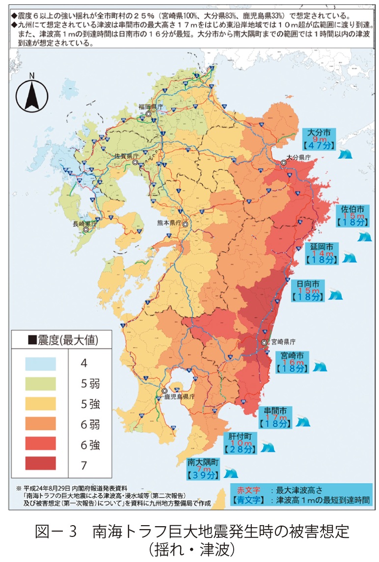 図3 南海トラフ巨大地震発生時の被害想定(揺れ・津波)