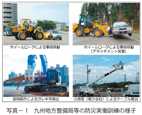 写真1 九州地方整備局等の防災実働訓練の様子